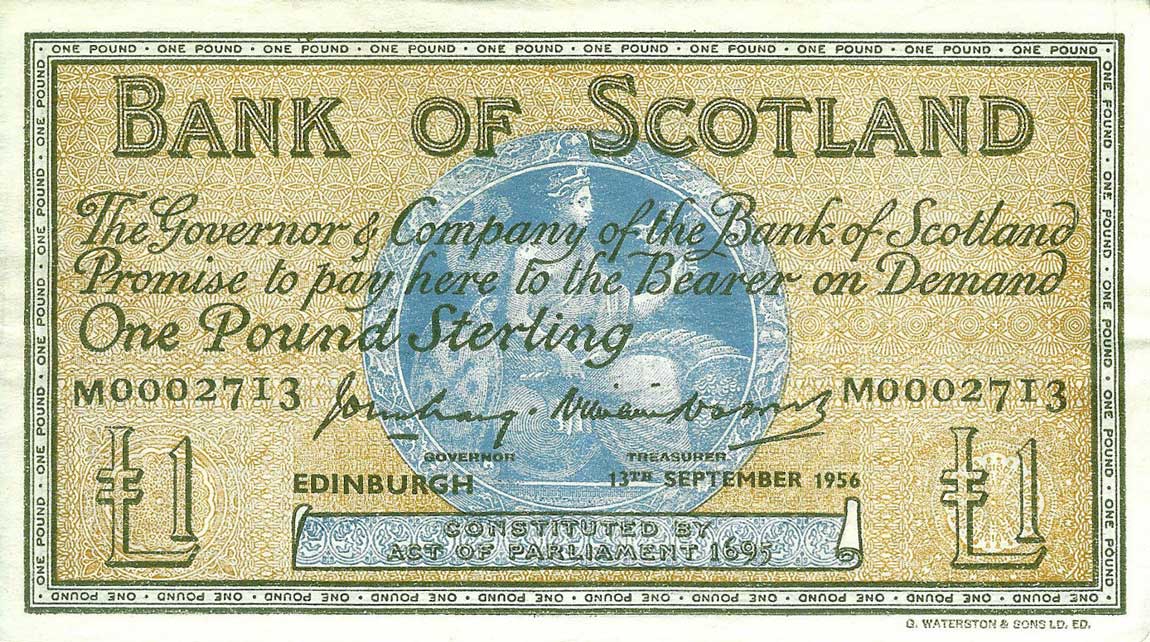 Front of Scotland p100b: 1 Pound from 1955