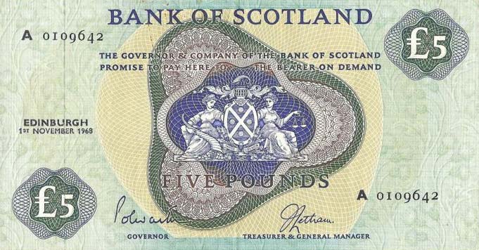 Front of Scotland p110a: 5 Pounds from 1968