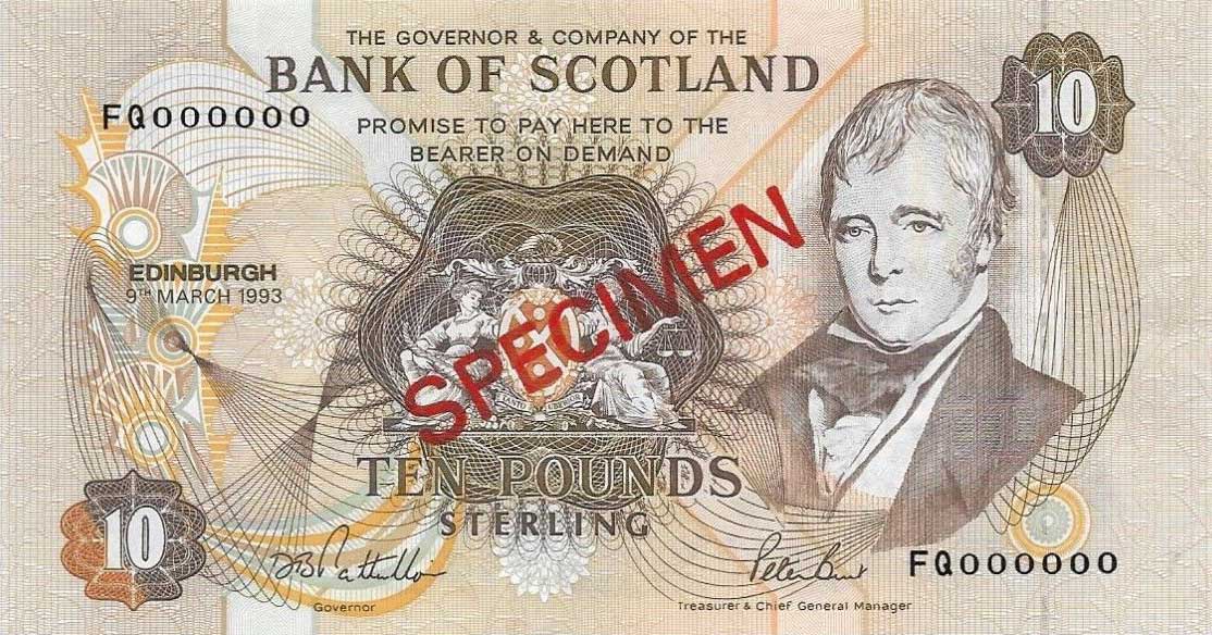 Front of Scotland p117s: 10 Pounds from 1992
