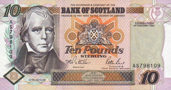 Front of Scotland p120a: 10 Pounds from 1995
