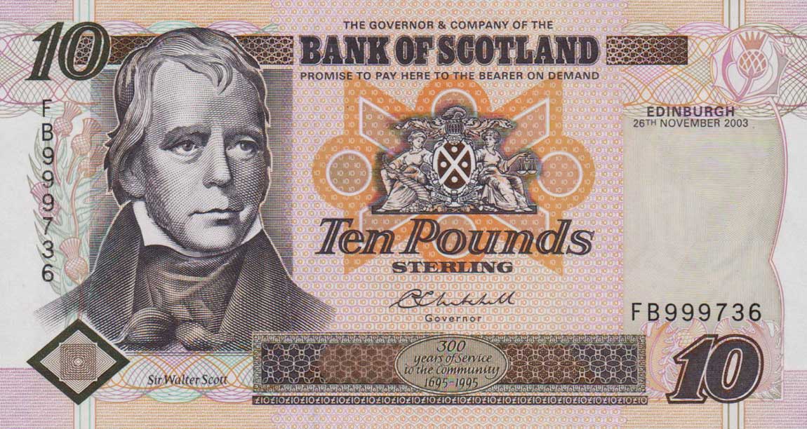 Front of Scotland p120e: 10 Pounds from 2003