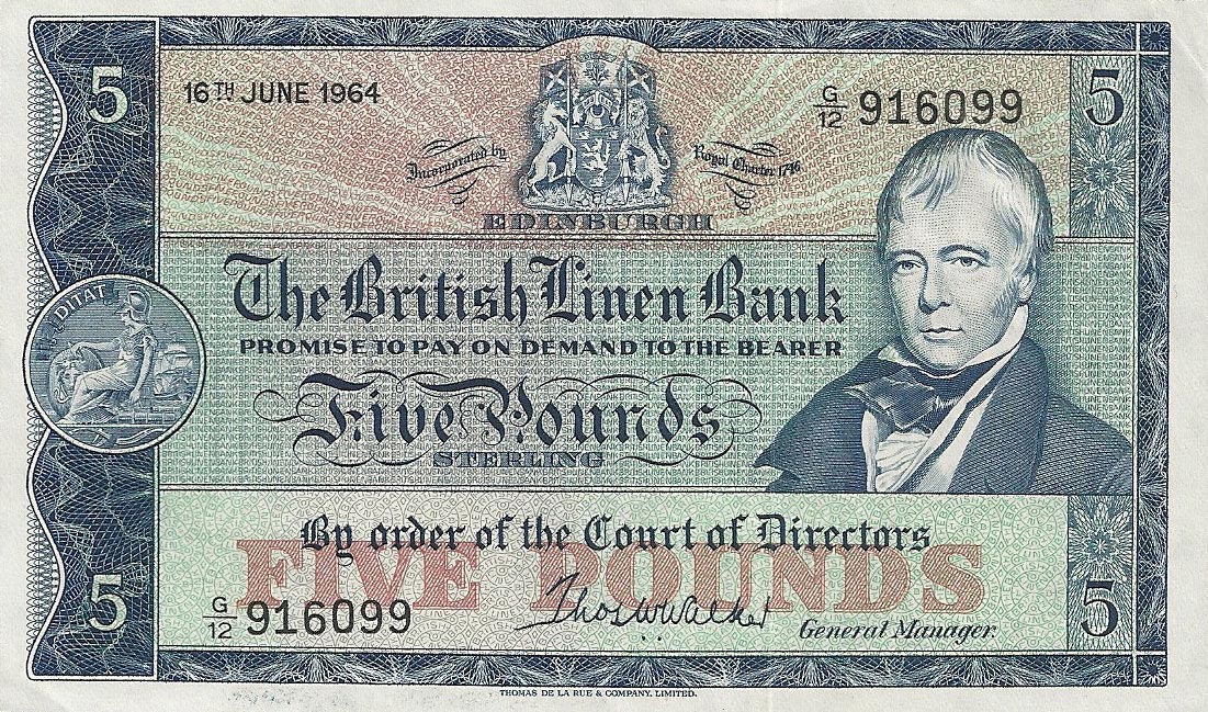Front of Scotland p167b: 5 Pounds from 1964