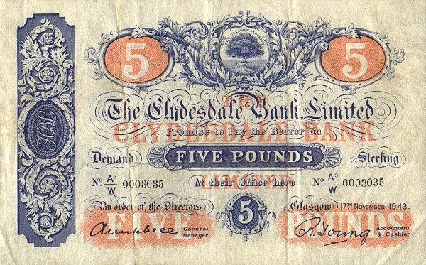 Front of Scotland p186: 5 Pounds from 1922