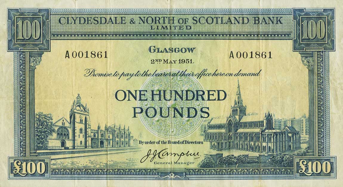 Front of Scotland p194: 100 Pounds from 1951