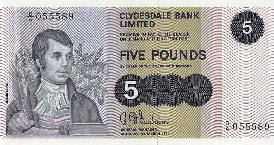 Front of Scotland p205a: 5 Pounds from 1971