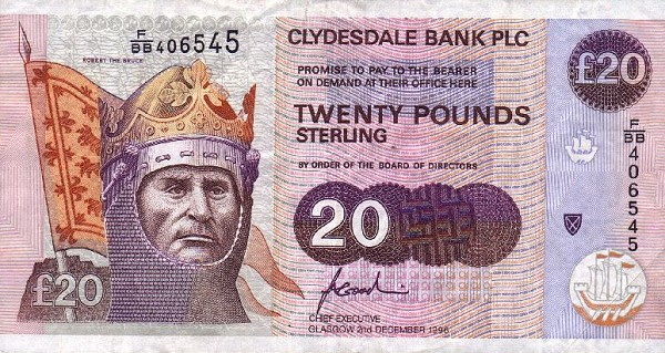 Front of Scotland p221b: 20 Pounds from 1996