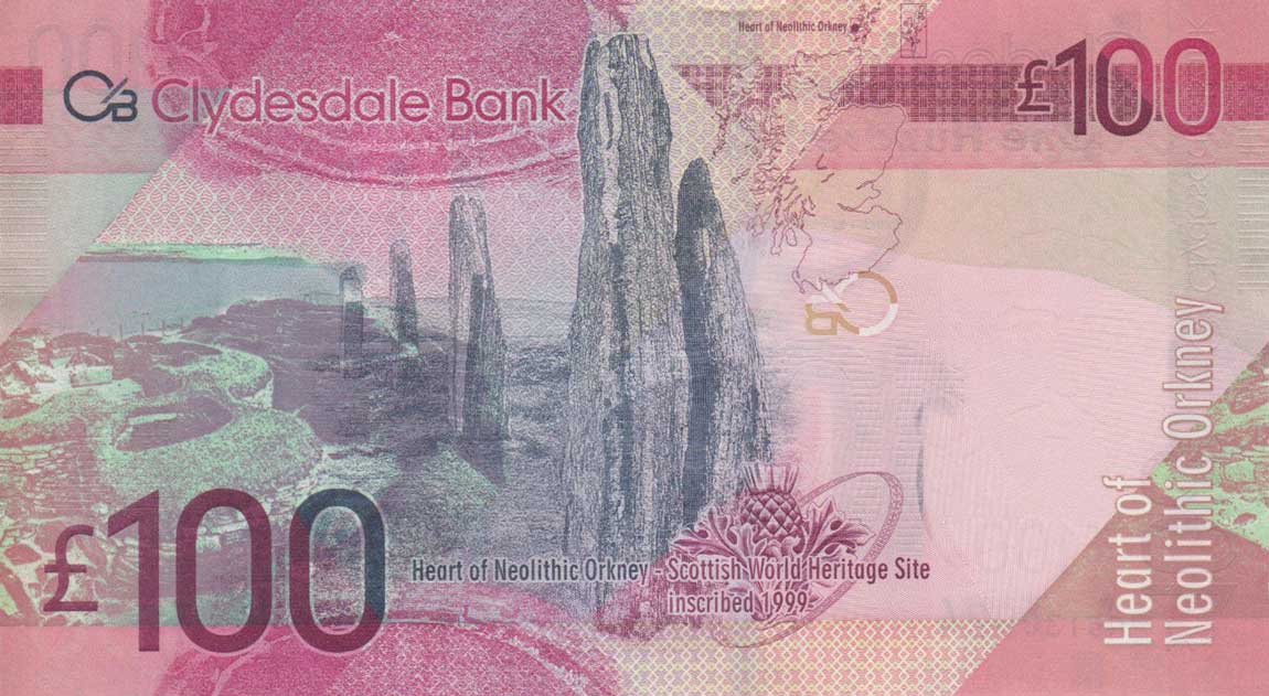 Back of Scotland p229M: 100 Pounds from 2009