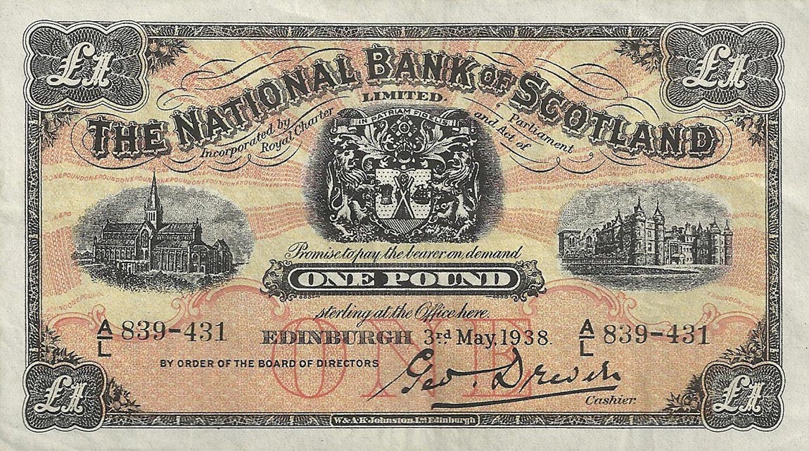 Front of Scotland p258b: 1 Pound from 1953