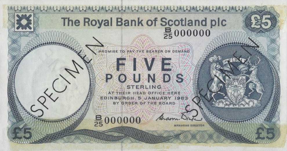 Front of Scotland p342s: 5 Pounds from 1982
