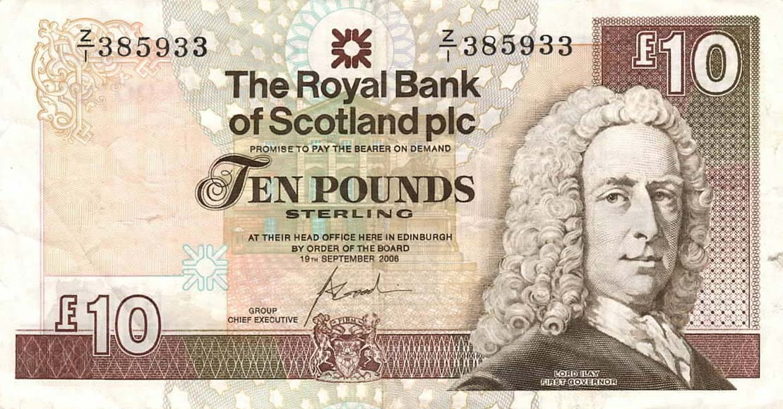 Front of Scotland p353r: 10 Pounds from 1992