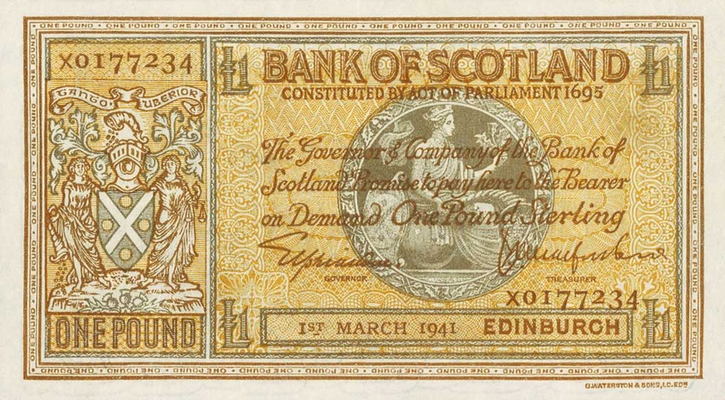 Front of Scotland p91b: 1 Pound from 1939
