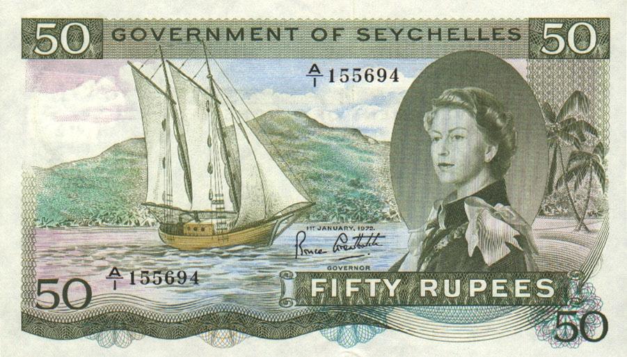 Front of Seychelles p17d: 50 Rupees from 1972