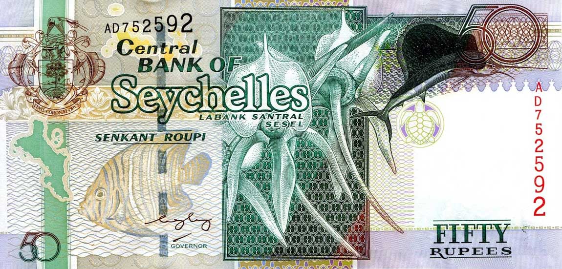 Front of Seychelles p39Aa: 50 Rupees from 2004
