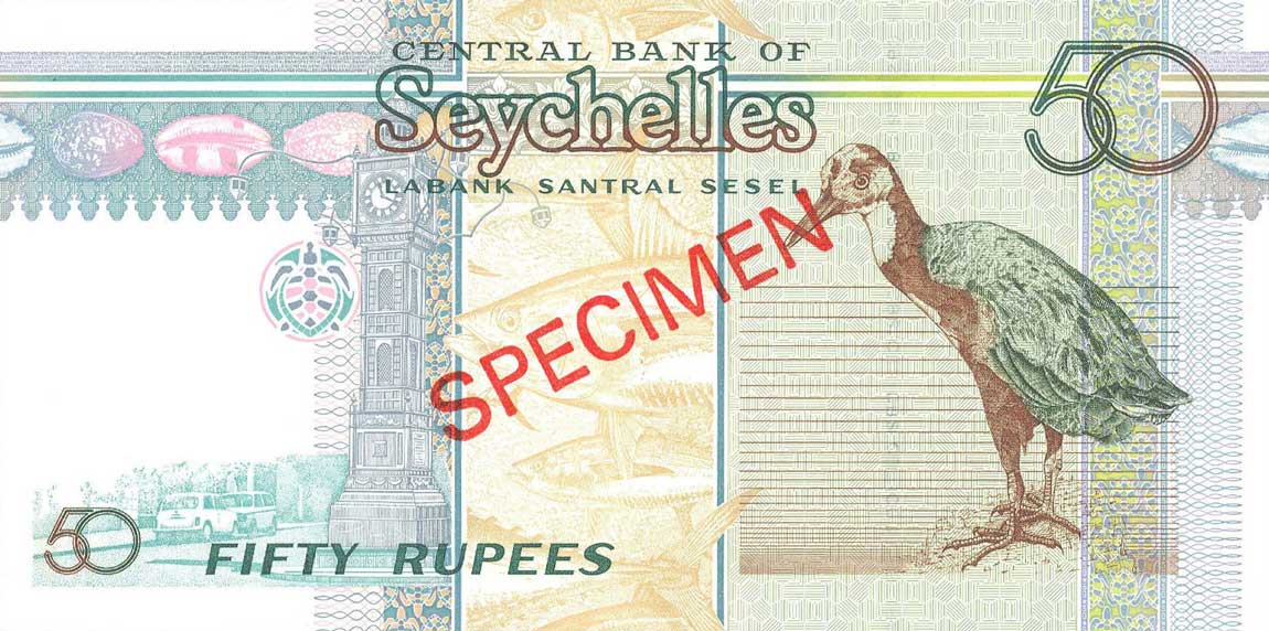 Back of Seychelles p39As: 50 Rupees from 2004