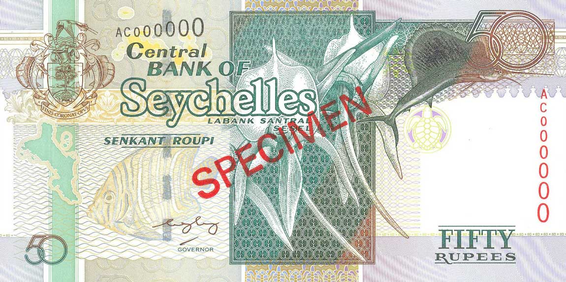 Front of Seychelles p39As: 50 Rupees from 2004