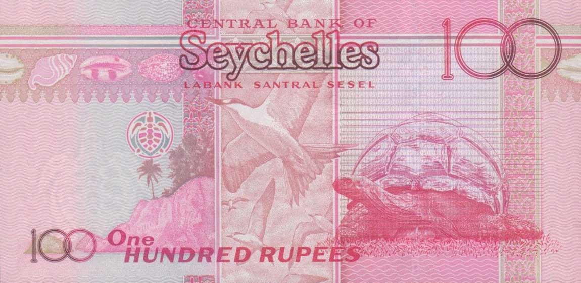 Back of Seychelles p44b: 100 Rupees from 2013
