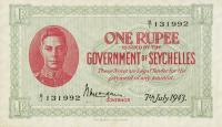 p7a from Seychelles: 1 Rupee from 1943