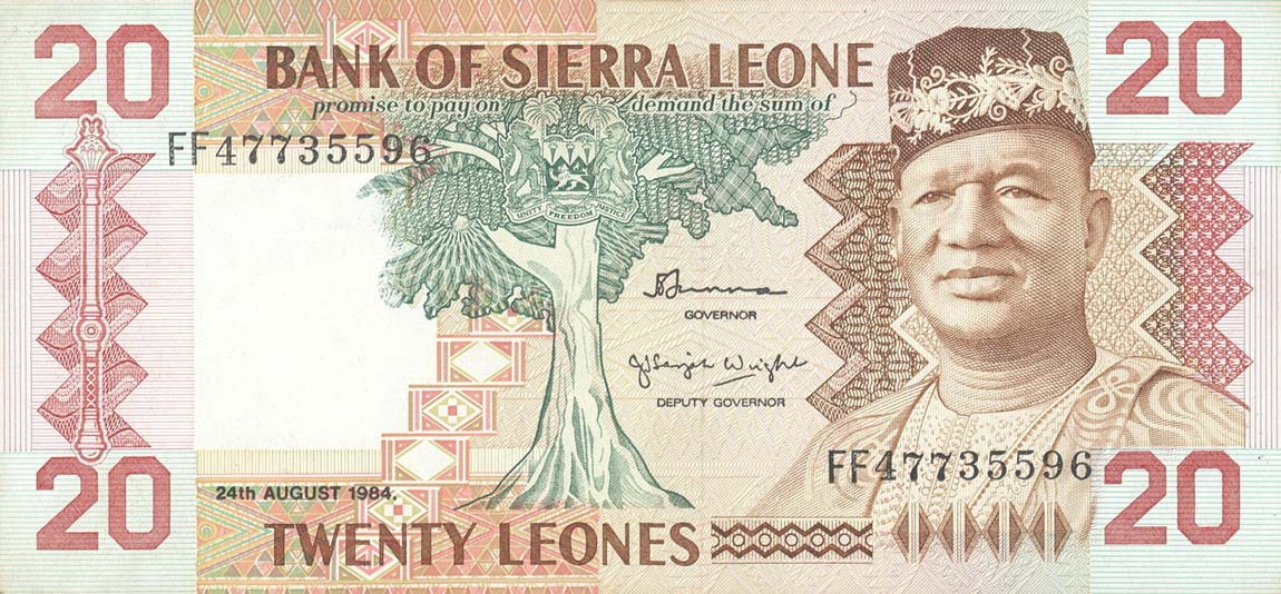 Front of Sierra Leone p14b: 20 Leones from 1984