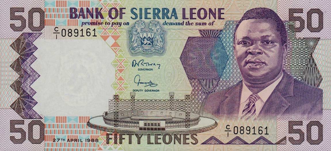 Front of Sierra Leone p17a: 50 Leones from 1988