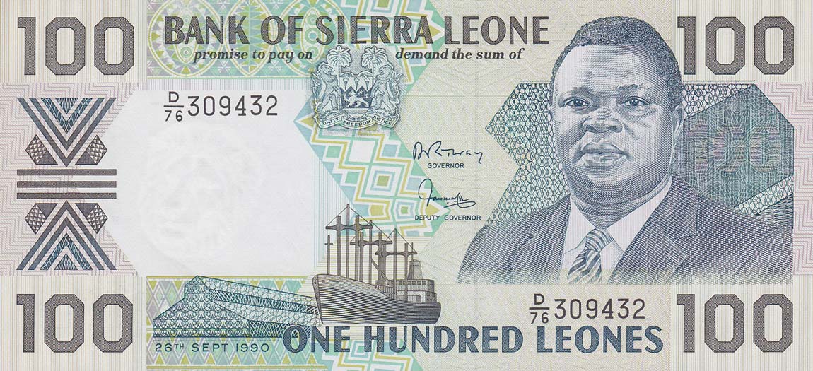 Front of Sierra Leone p18c: 100 Leones from 1990