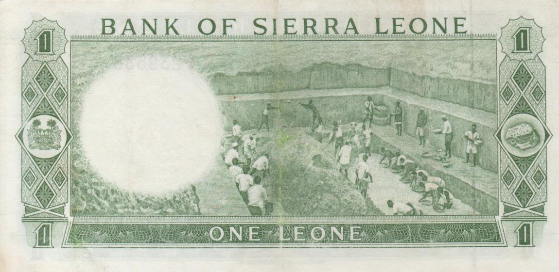 Back of Sierra Leone p1a: 1 Leone from 1964