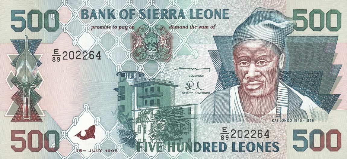 Front of Sierra Leone p23b: 500 Leones from 1998