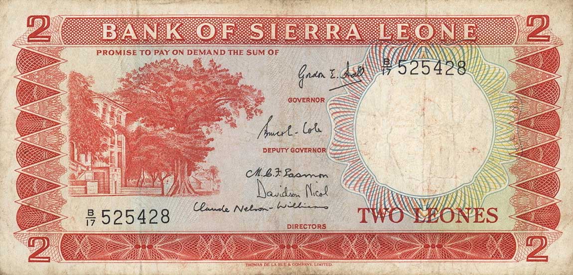 Front of Sierra Leone p2a: 2 Leones from 1964