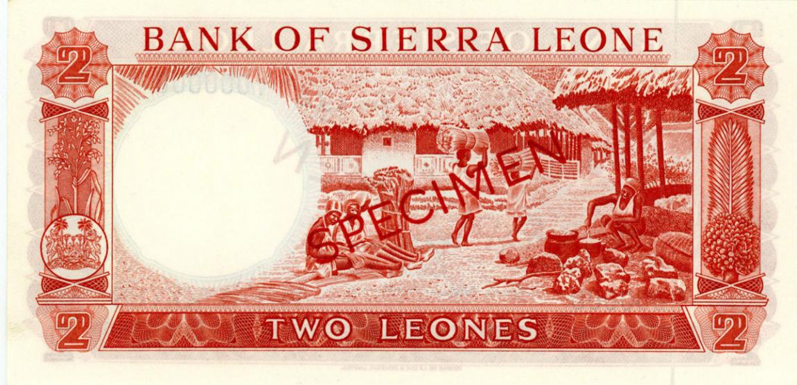 Back of Sierra Leone p2s: 2 Leones from 1964