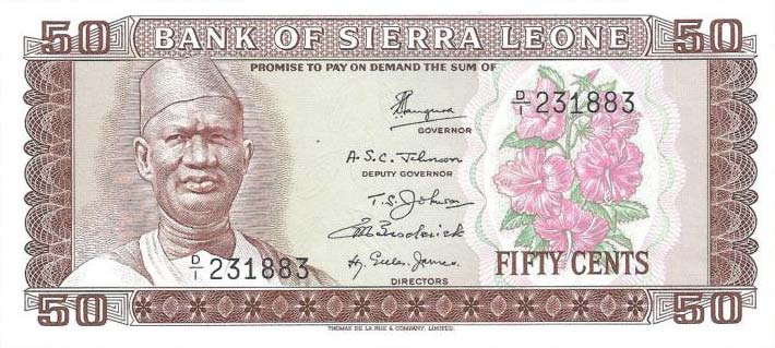 Front of Sierra Leone p4a: 50 Cents from 1972