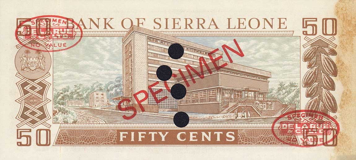 Back of Sierra Leone p4s: 50 Cents from 1972