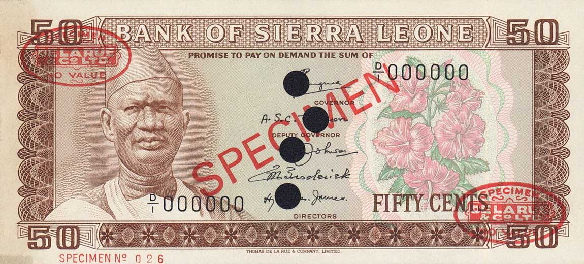 Front of Sierra Leone p4s: 50 Cents from 1972