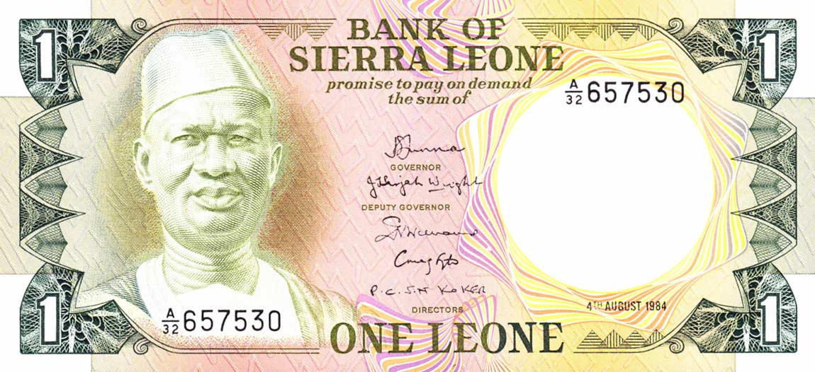 Front of Sierra Leone p5e: 1 Leone from 1984