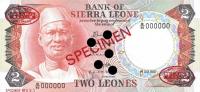 p6s from Sierra Leone: 2 Leones from 1974