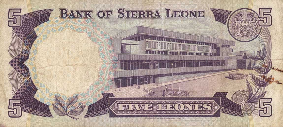 Back of Sierra Leone p7b: 5 Leones from 1978