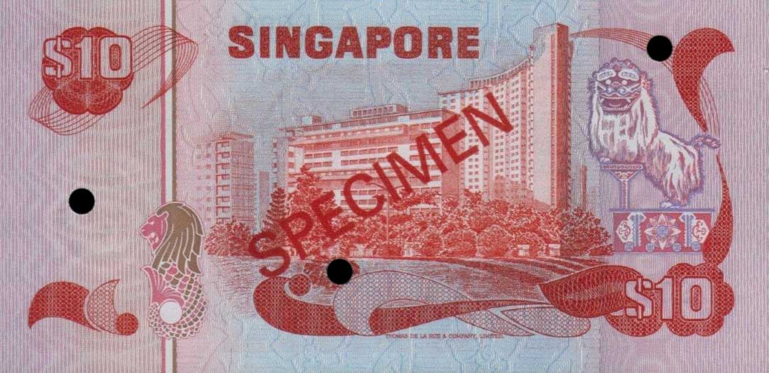 Back of Singapore p11s: 10 Dollars from 1979