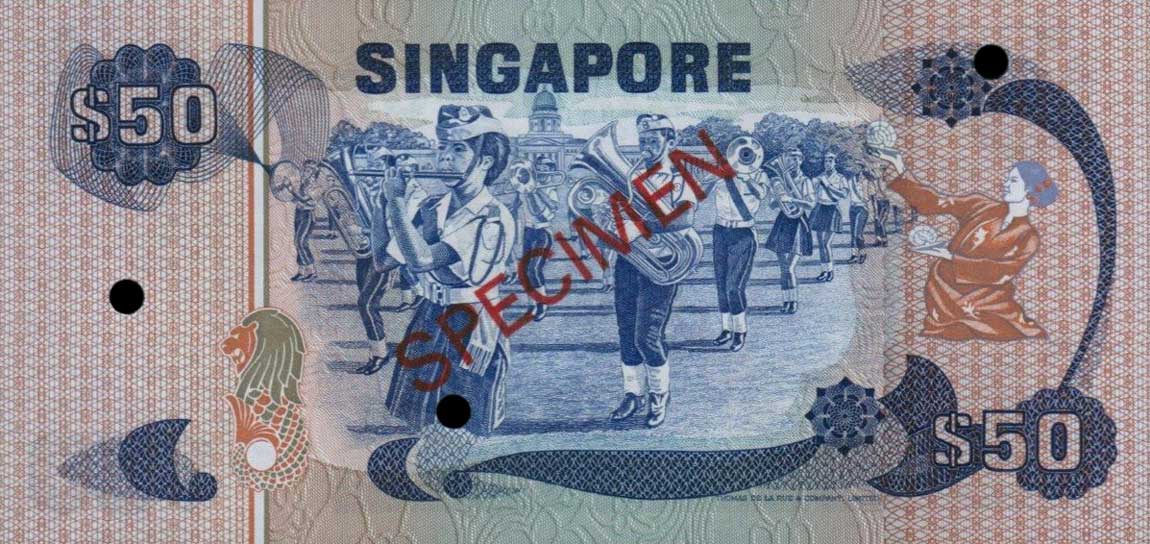 Back of Singapore p13s: 50 Dollars from 1976