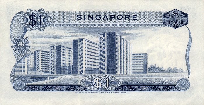 Back of Singapore p1d: 1 Dollar from 1972