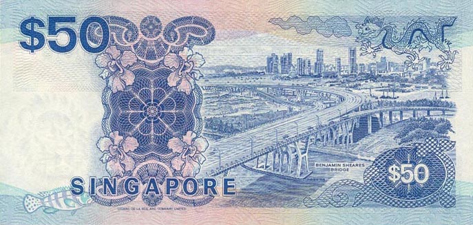 Back of Singapore p22a: 50 Dollars from 1987