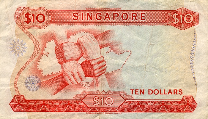 Back of Singapore p3d: 10 Dollars from 1973