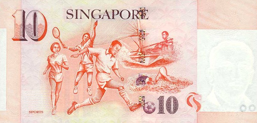 Back of Singapore p40: 10 Dollars from 1999