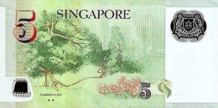 Back of Singapore p47c: 5 Dollars from 2014