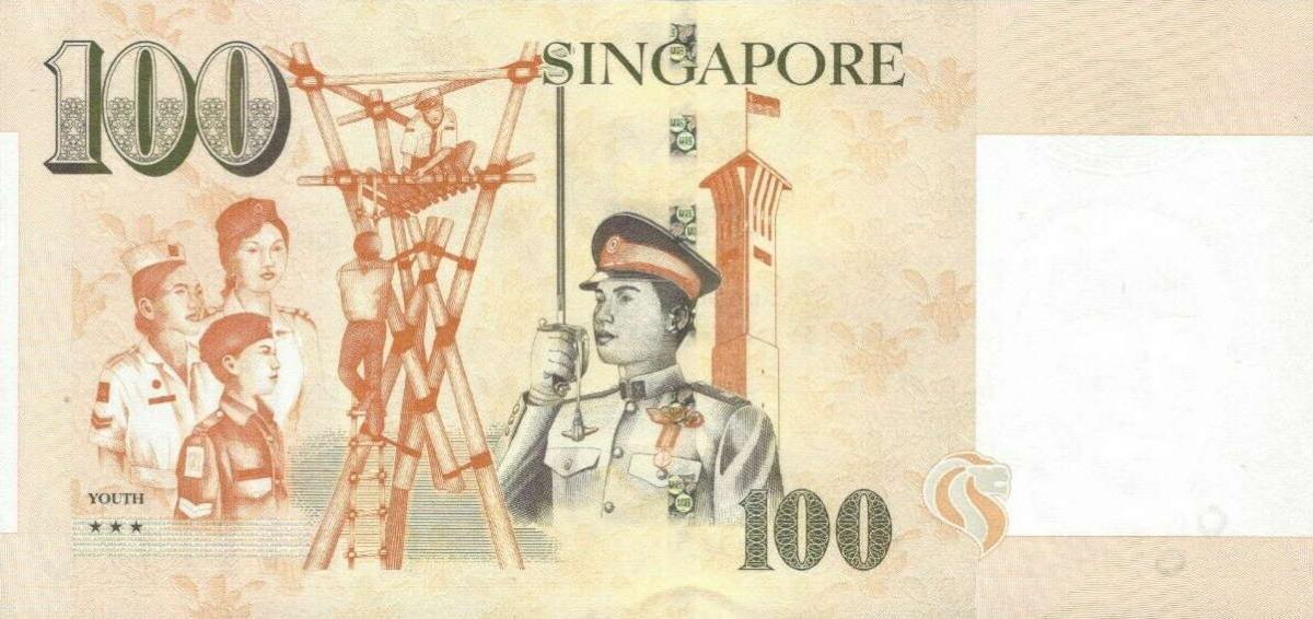 Back of Singapore p50i: 100 Dollars from 2018