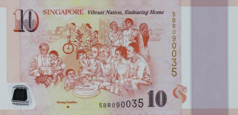 Back of Singapore p58a: 10 Dollars from 2015