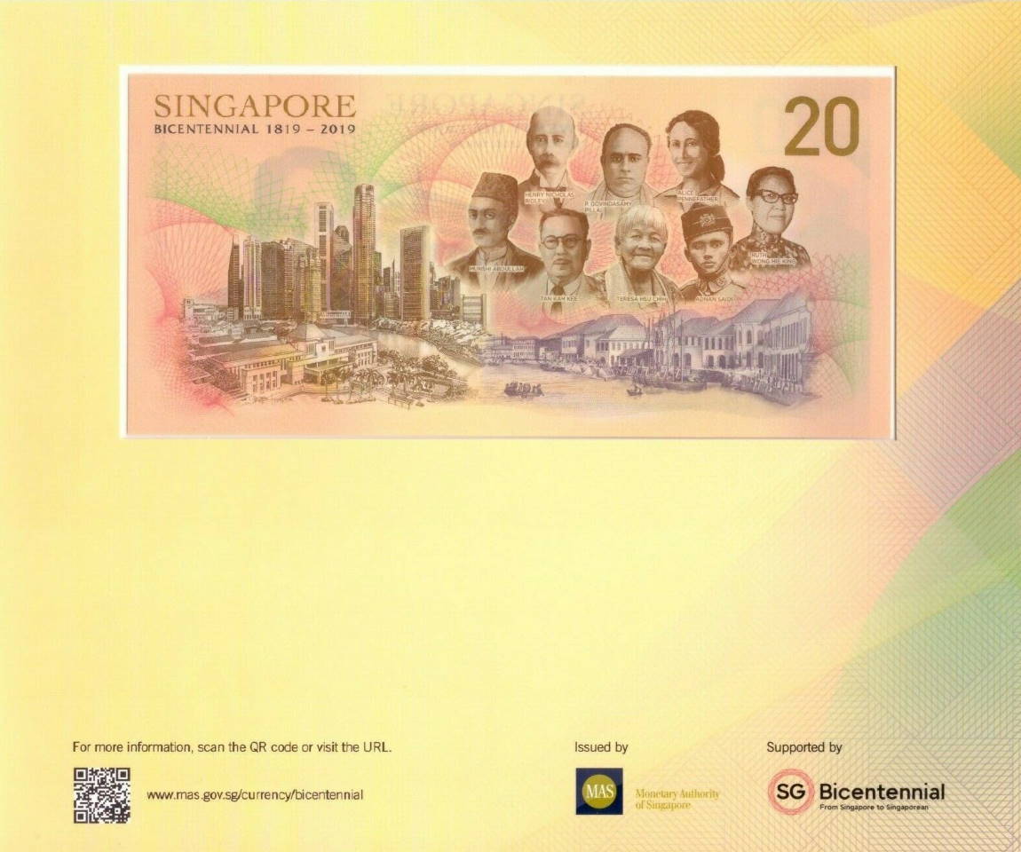 Back of Singapore p63b: 20 Dollars from 2019