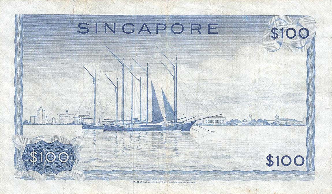 Back of Singapore p6c: 100 Dollars from 1972