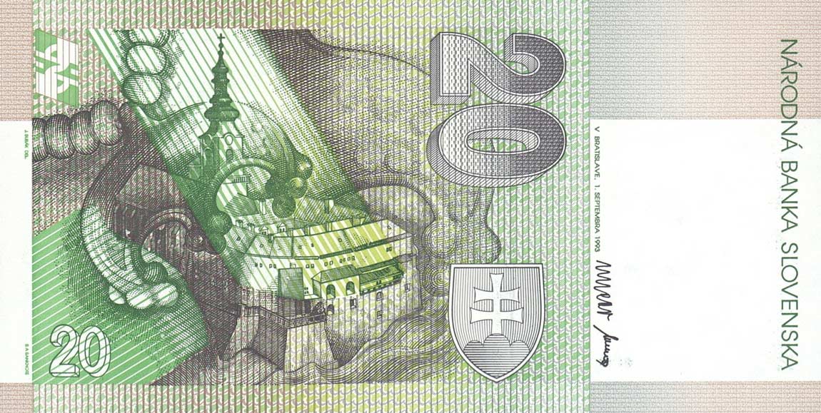 Back of Slovakia p20a: 20 Korun from 1993