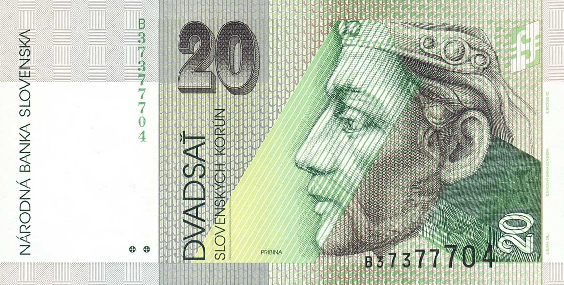 Front of Slovakia p20a: 20 Korun from 1993