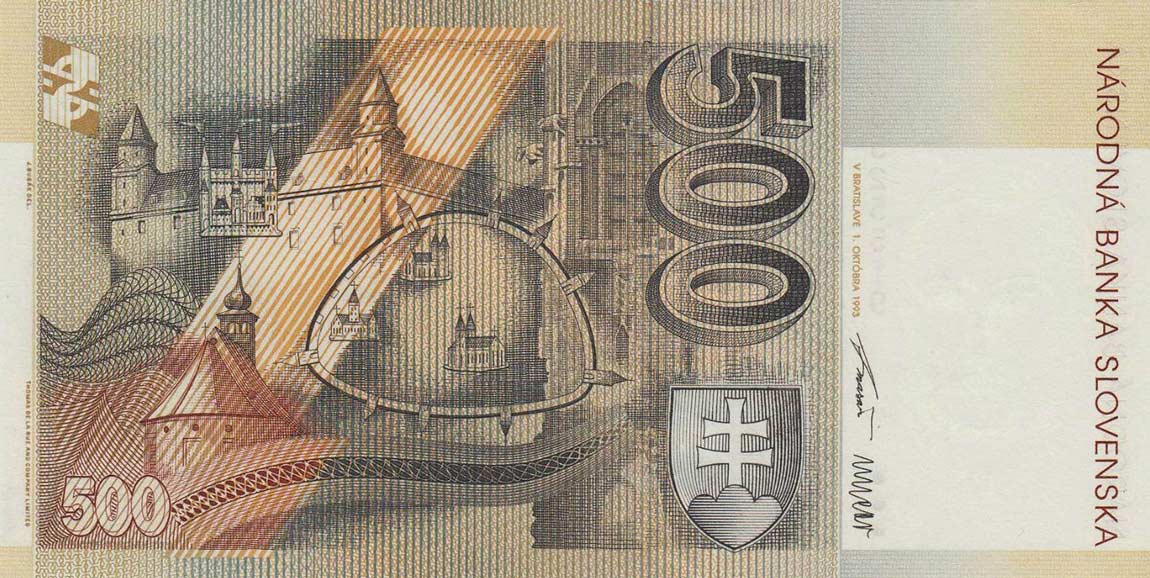 Back of Slovakia p23a: 500 Korun from 1993