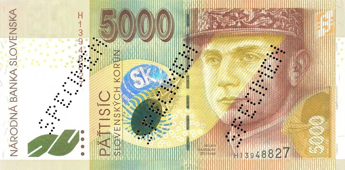 Front of Slovakia p33s: 5000 Korun from 1999