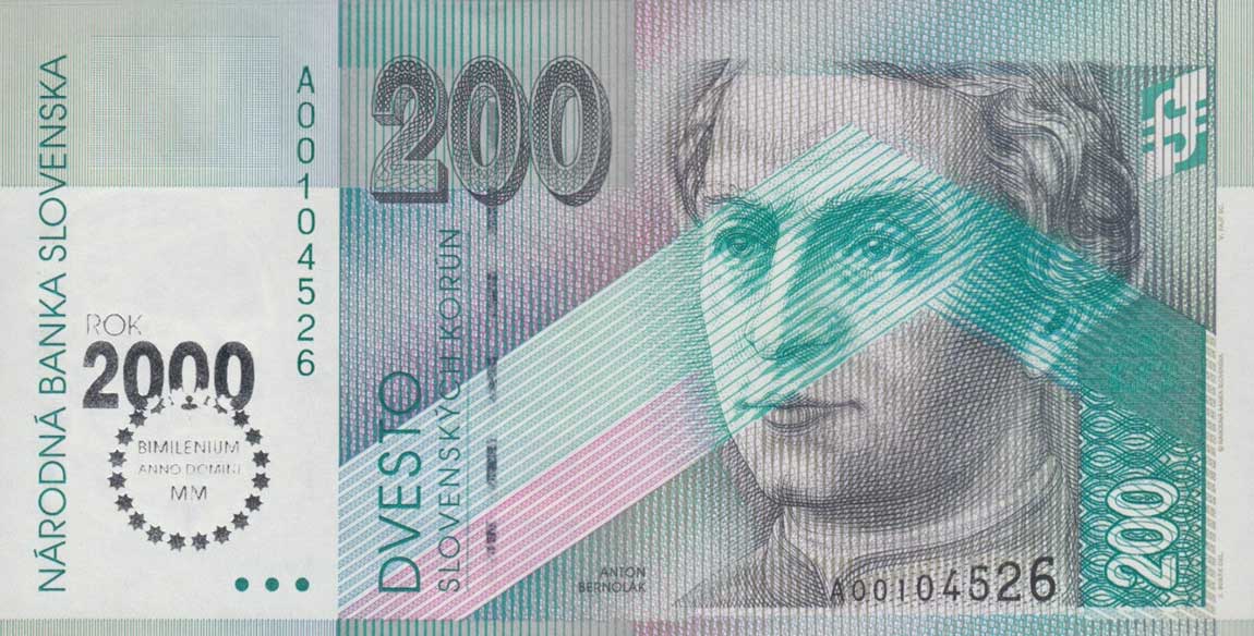 Front of Slovakia p37a: 200 Korun from 1995